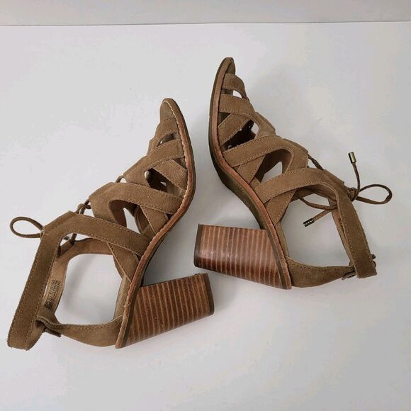 UGG Harris Sandals Womens 6.5 Chestnut Lace Up Strappy Gladiator Block Heel - Picture 5 of 8